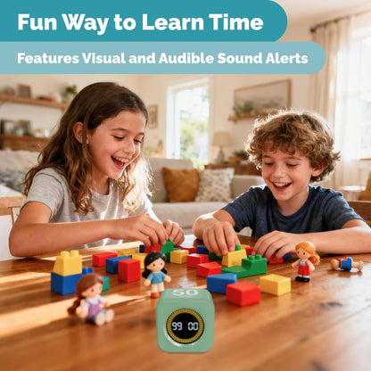 KADAMS Pomodoro Timer – Visual Cube with 5/10/30/60 Min Presets, LED Countdown Ring & Count Up Mode, Silent Flip Productivity Timer for Study, Classroom, Office, Cooking