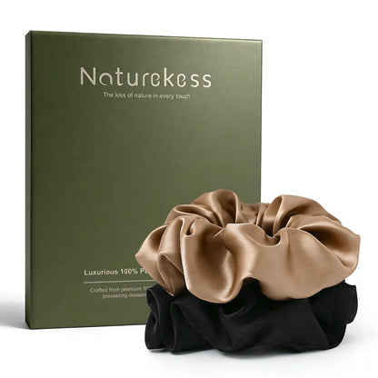 100% Mulberry Silk Scrunchies for Women, Oversized XL Hair Tie for Sleeping, Curly Thick or Thin Hair, No Damage Soft Silk Hair Accessory