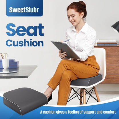 SweetSlubr Seat Cushion for Tailbone Pain Relief, Office Chair Cushion, Chair Pad, Memory Foam Large Cushion with Non-Slip Cover for Soft Support at Office Chair, Car Seat, Airplane, Black/Large