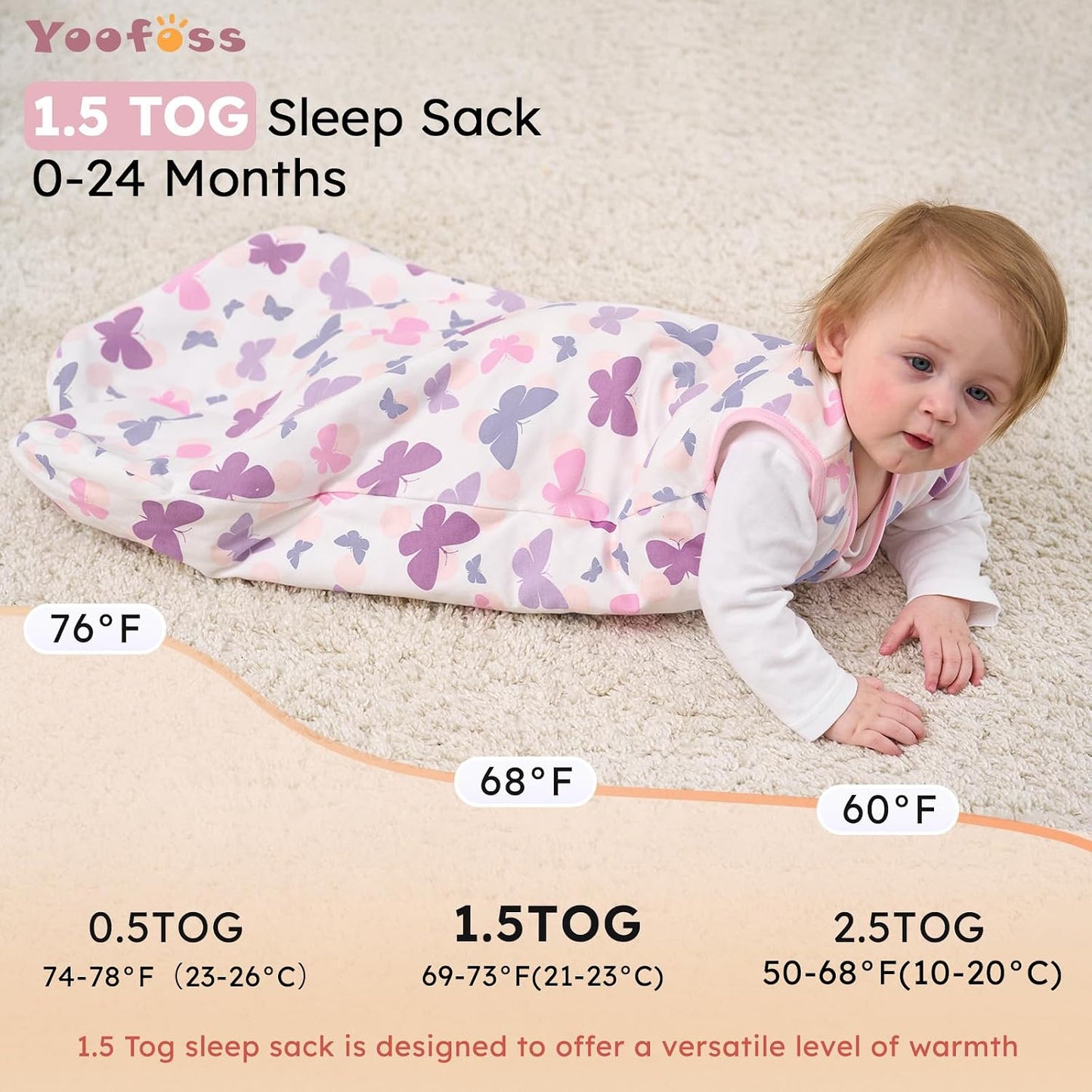 Yoofoss Baby Sleep Sack Baby Wearable Blanket 100% Cotton 2-Way Zipper Toddler Sleeping Sack