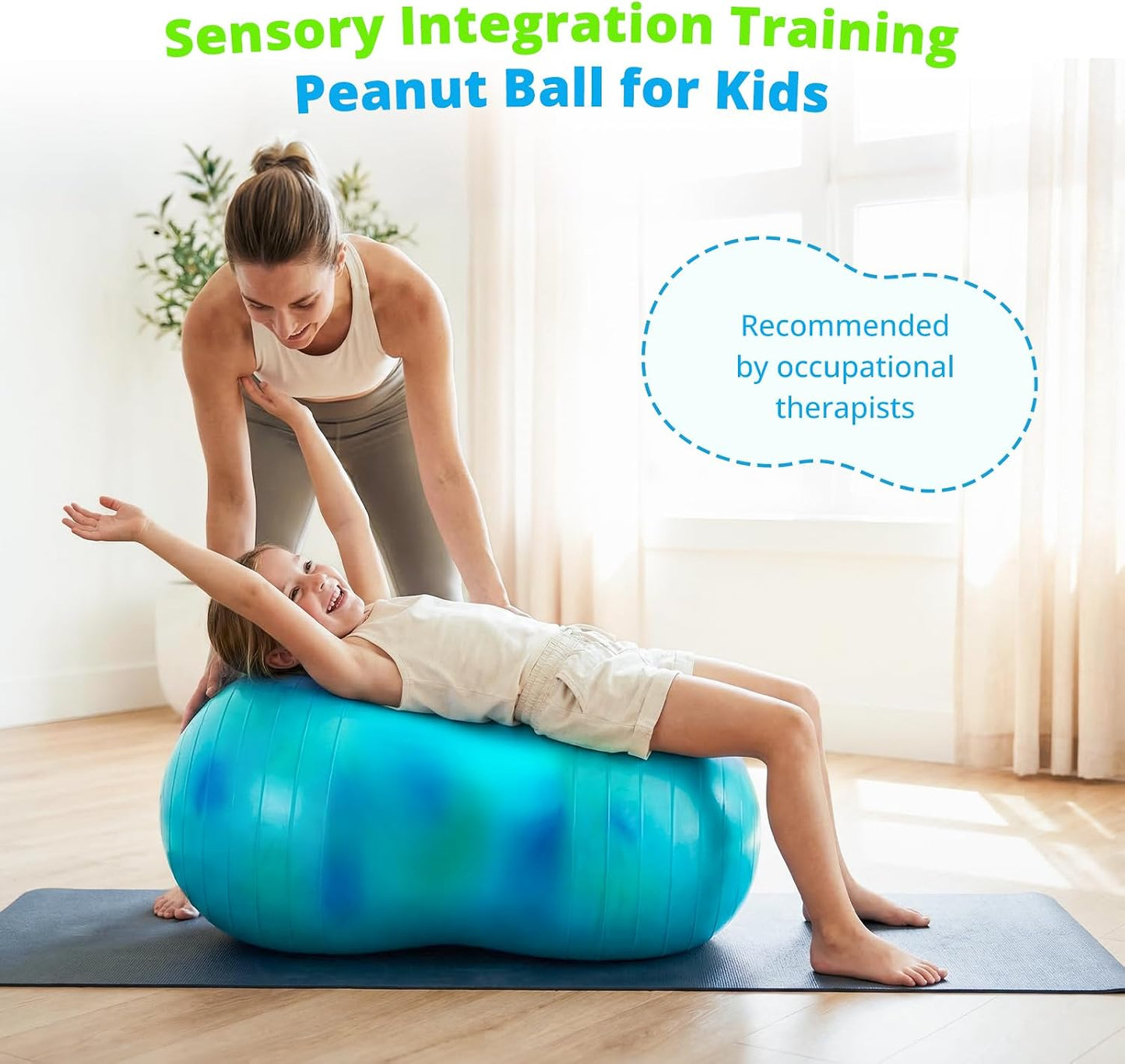 18’’/20’’ Peanut Ball for Kids & Adults, Anti-Burst Exercise Ball for Autism Sensory Training, Pregnancy & Physical Therapy, Yoga Balance Ball Chair for Fitness.