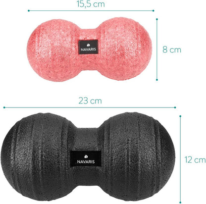 Navaris Double Massage Ball - Peanut Shaped Self-Massage Balls Trigger Point for Muscle Relaxation - Peanut Balls