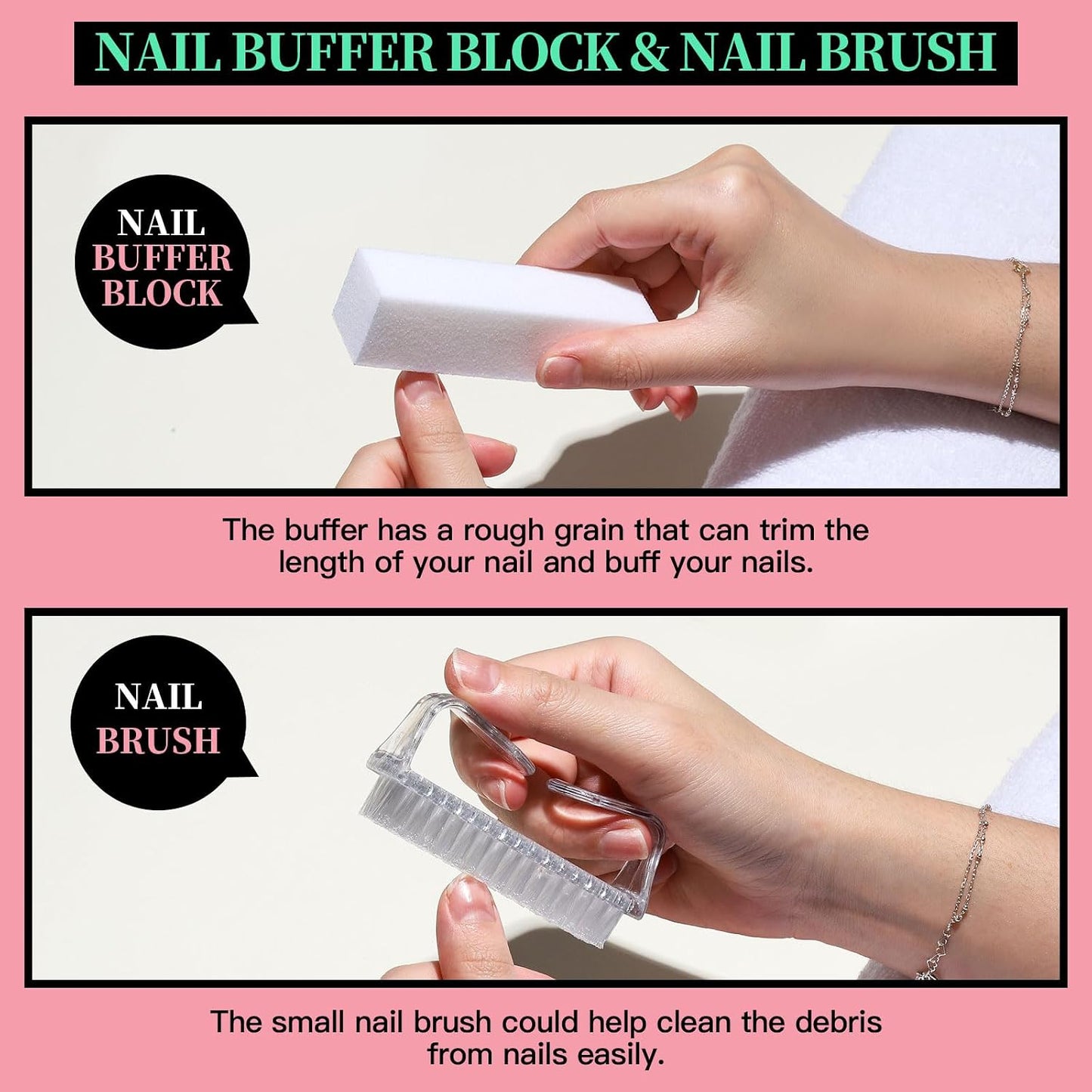 FANDAMEI Nail Care Kit, Nail Files 100/180, Nail Buffer Block, Cuticle Nippers, Cuticle Trimmer, Cuticle Pusher, Nail Tools, Nail Kit, Pedicure & Manicure Tools, Nail Prep Kit, Manicure Kit for Women