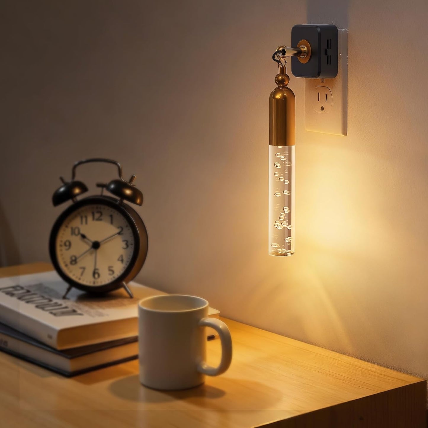 L LOHAS LED Night Lights Plug into wall, Amber Night Light with Adjustable Brightness, Plug in NightLight with Auto Light Sensor, Wall Sconce-Style Design Night Light for Bathroom,Hallway, 2 Pack