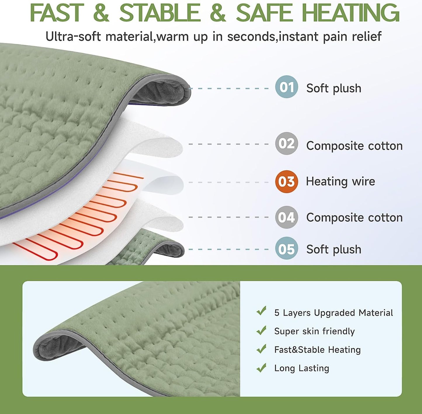 Heating Pad for Period Cramps, Heating Pad for Back/Neck/Shoulder Muscle Pain, 6 Heating & 4 Timer Setting, Auto Shut Off, Dry/Moist Heat & Machine Washable, Birthday Christma s Gifts for Women Mom