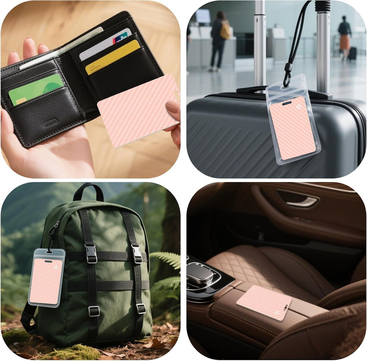 Wallet Tracker Card, Slim Rechargeable Bluetooth Item Locator, Smart Finder Compatible with Apple Find My for Wallet, Luggage, Passport, IP68 Waterproof (iOS Only) (Carbon Fiber Black)