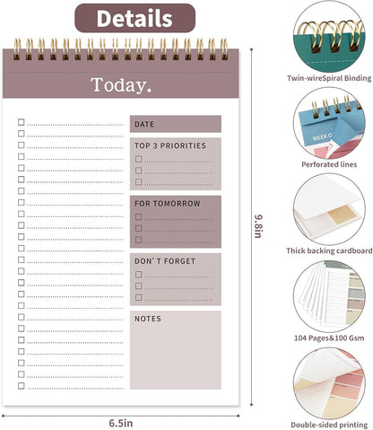 104 Pgs To Do List Notepad, 52 Undated Sheets Duplex-printed