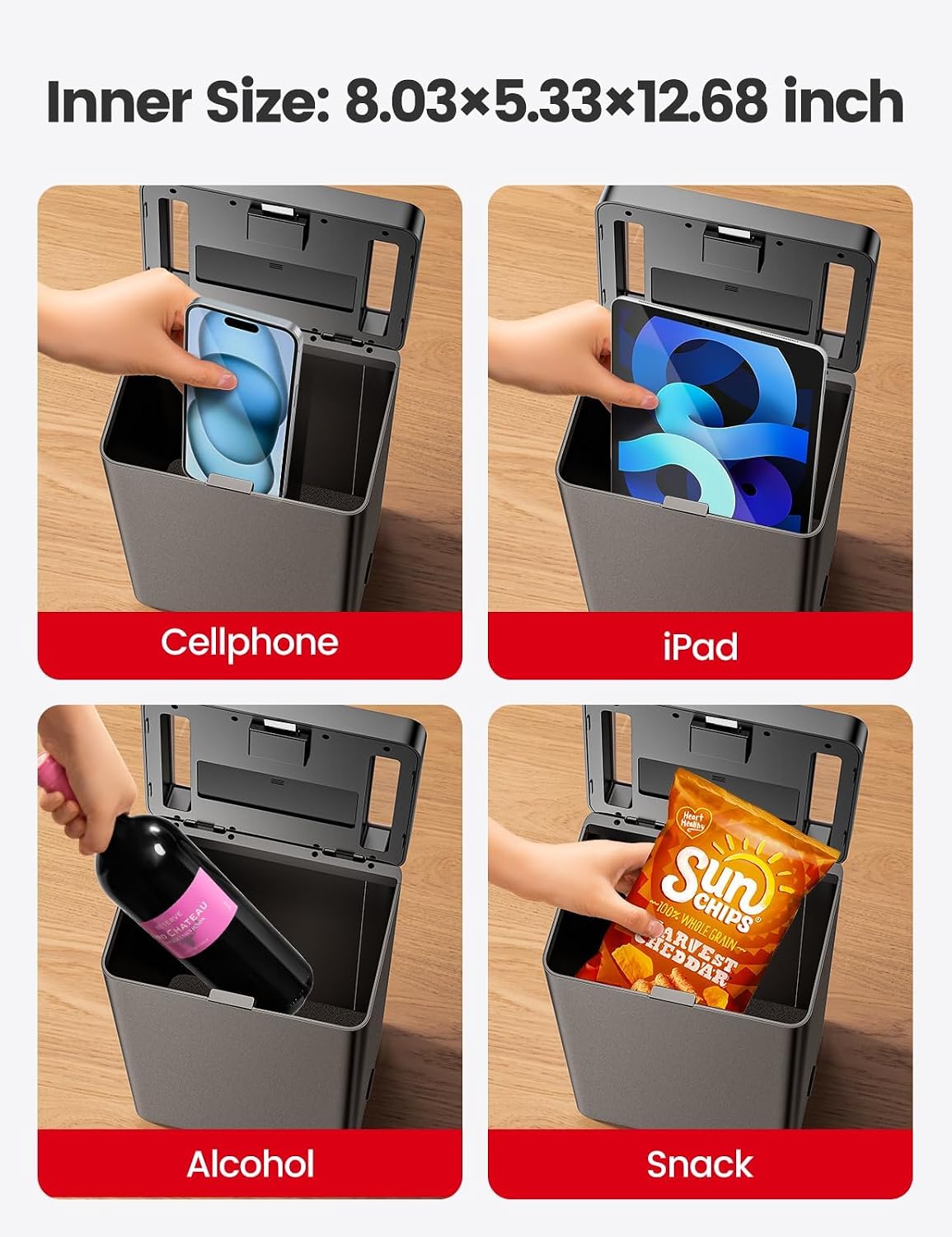Vaydeer Metal Time Lock Box, Phone Lock Box with Timer for Focus & Wellness