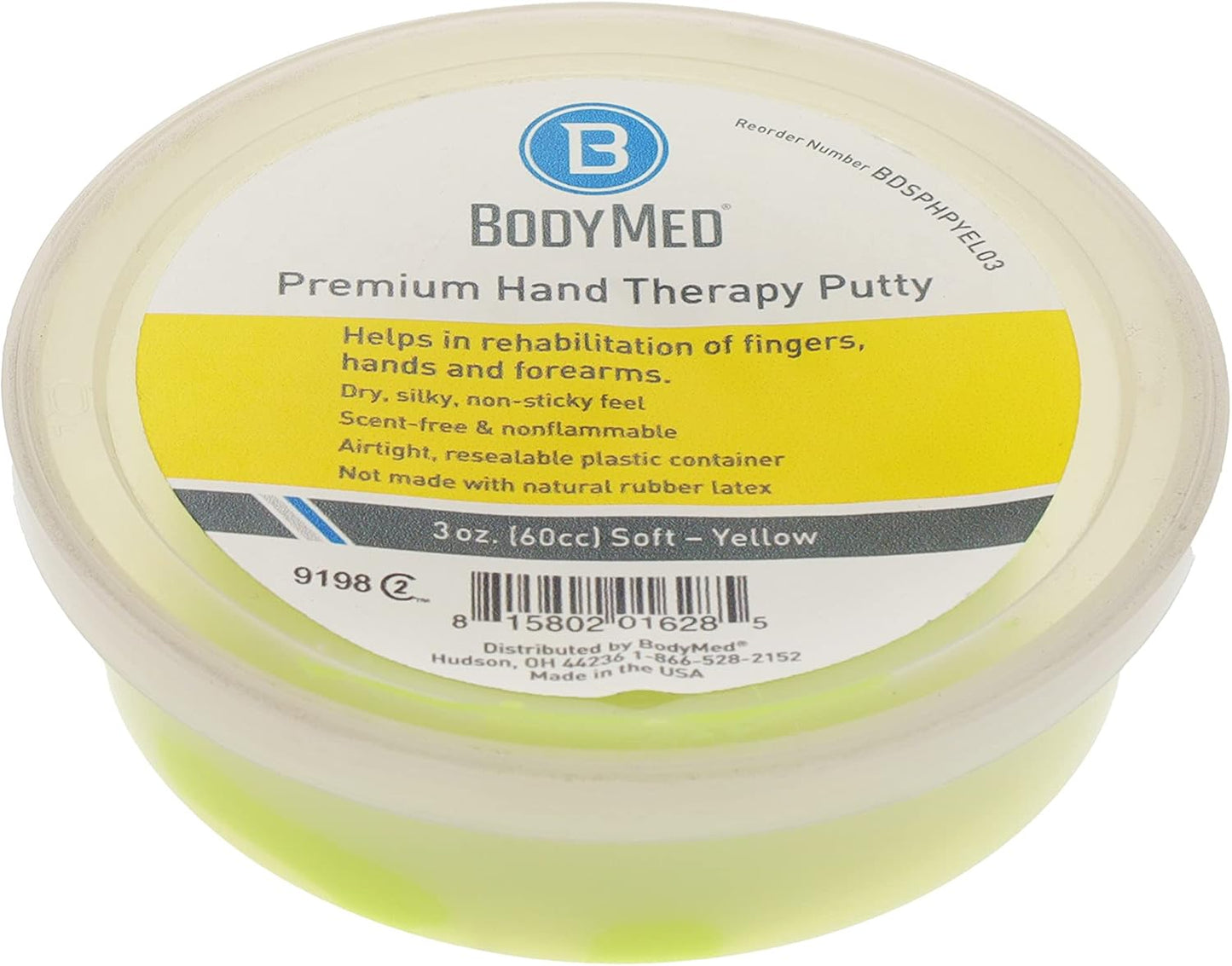 BodyMed Premium Hand Therapy Putty, Yellow, 6 Oz., Soft, Strengthening Therapy Putty for Physical Rehabilitation