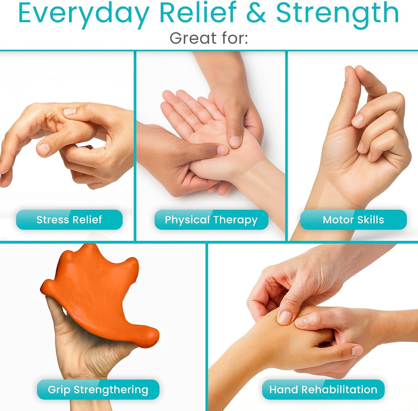 Vive Therapy Putty for Adults, for Hand (2 Pack) - Occupational Sensory Stress Relief Tools - for Physical Exercise, Finger Pain, Grip Strength, Rehab, Arthritis, Forearms, Fidgeting, Motor Skills
