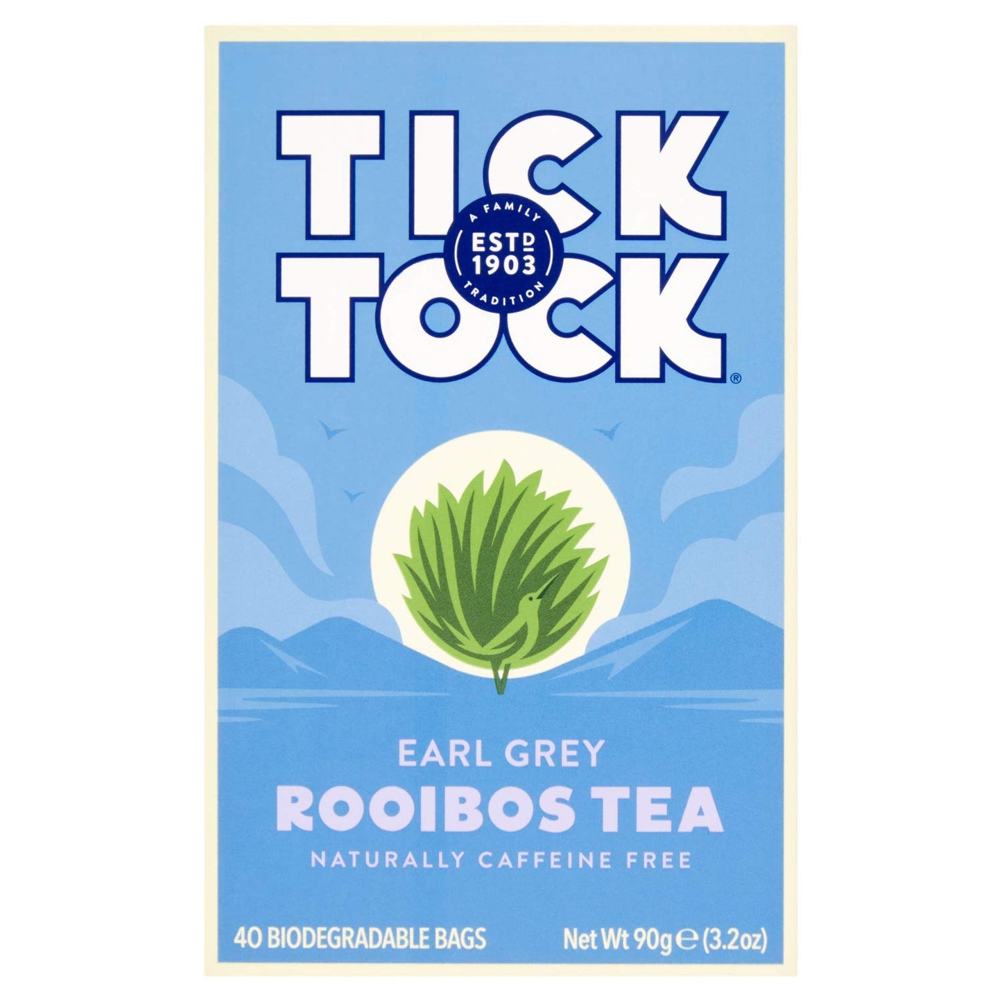 TICK TOCK TEAS Rooibos Earl Grey, Naturally Caffeine Free Red Bush Herbal Tea, Rich in Anti-Oxidants, South African, Superfood, 3.5 Oz, 40 Count, Pack of 4