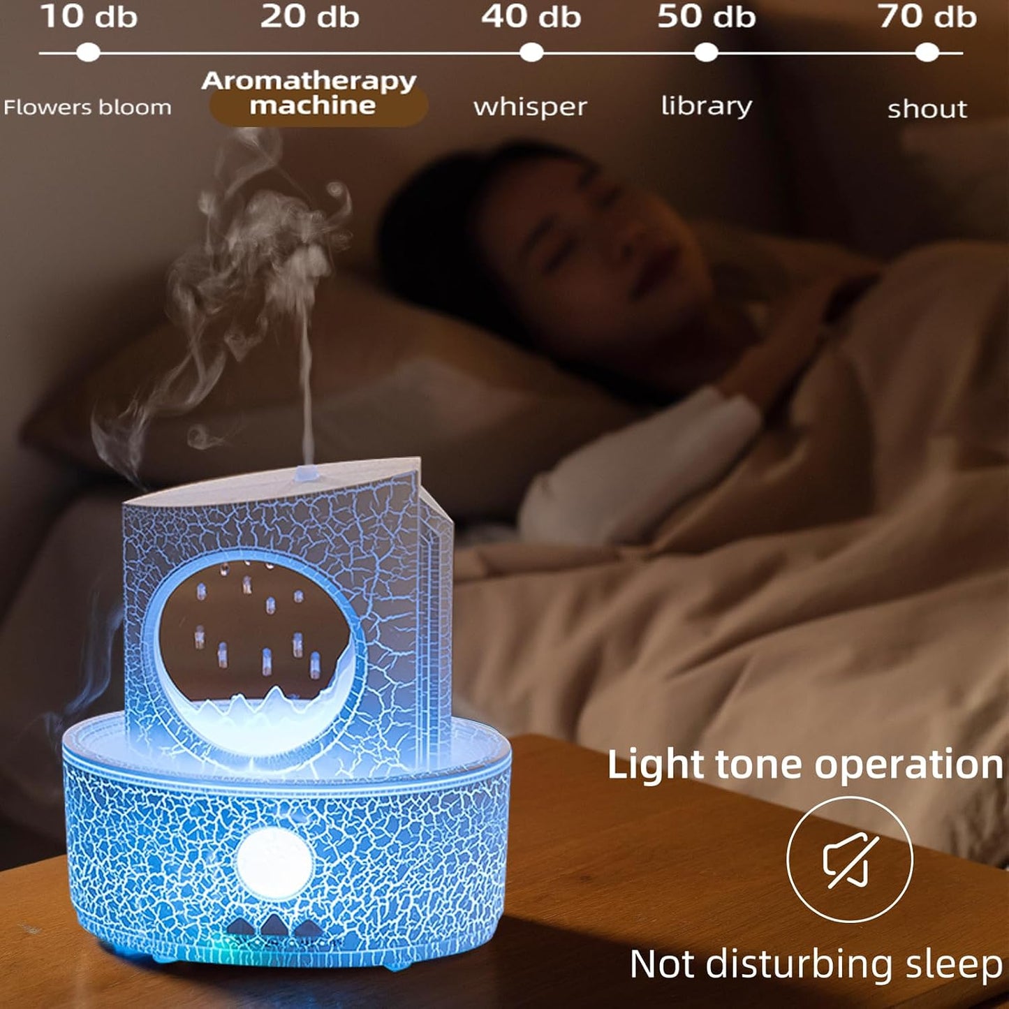 Aromatherapy Humidifier for Sleep Relaxation, Raindrop Humidifiers,Aromatherapy Diffuser with 3 LED Color Changing Lights and Auto-Off, Air humidifier Suitable for Home, Office