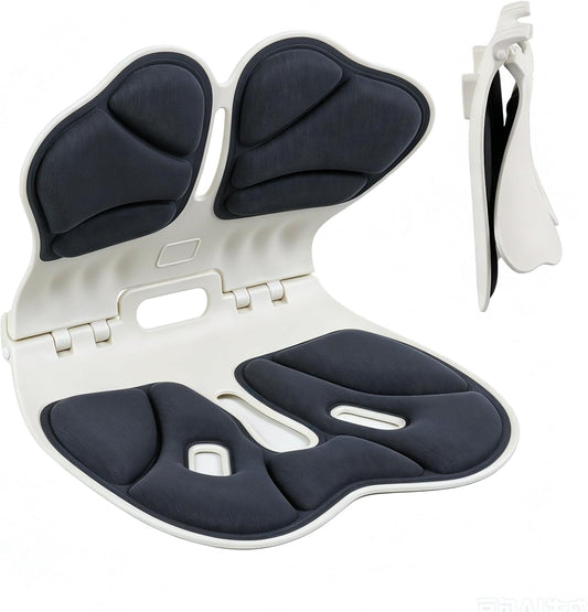 Foldable Lumbar Support Seat Cushion for Office Chair, Ergonomic Posture Corrector with Hip and Lower Back Support, Chair Back Support for Long Sitting, Home, Work & Travel