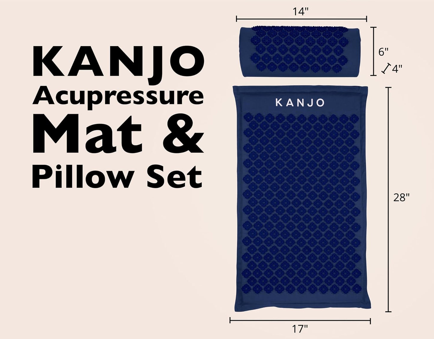 Kanjo Acupressure Mat and Pillow Set for Back Pain Relief & Neck Pain Relief, with Pressure Points for Muscle Pain Relief with Travel Bag - Black XL