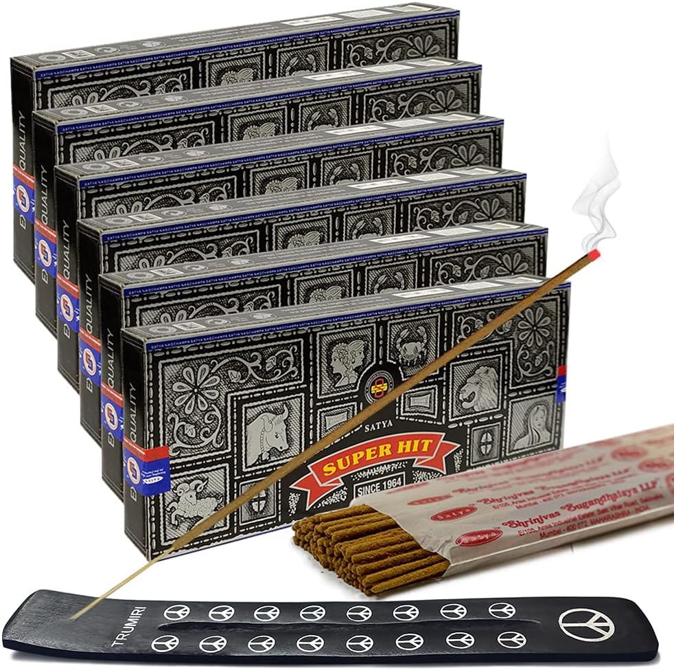TRUMIRI Incense Stick Holder Bundle with Satya Sai Baba Nagchampa 250g Bulk Incense Sticks Nag Champa Agarbatti - Pack of 1 (Approx 250 Insence-Sticks)
