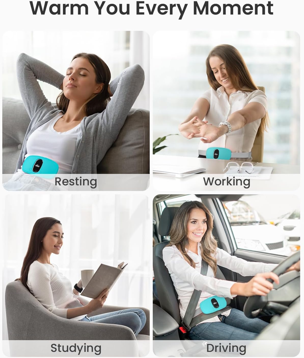 iDOO Cordless Heating Pad for Menstrual Cramps, Lightweight & Portable