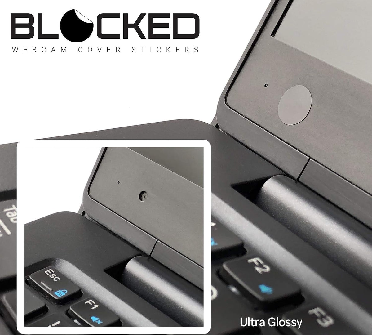 Blocked Original Vinyl Webcam Cover Stickers | Restickable & Stackable Privacy Covers | for All Camera-endable Devices | 3-Sizes | 57 Black Tabbed (Muted Matte)