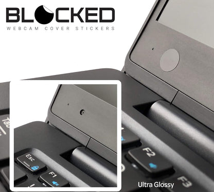 Blocked Original Vinyl Webcam Cover Stickers | Restickable & Stackable Privacy Covers | for All Camera-endable Devices | 3-Sizes | 57 Black Tabbed (Muted Matte)