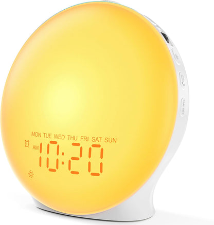 JALL Sunrise Alarm Clock White Noise Machine with 25 Nature Sleep Sounds, Fully Dimmable Clock for Bedrooms, Heavy Sleepers, 17 Light Modes, Bluetooth Speaker