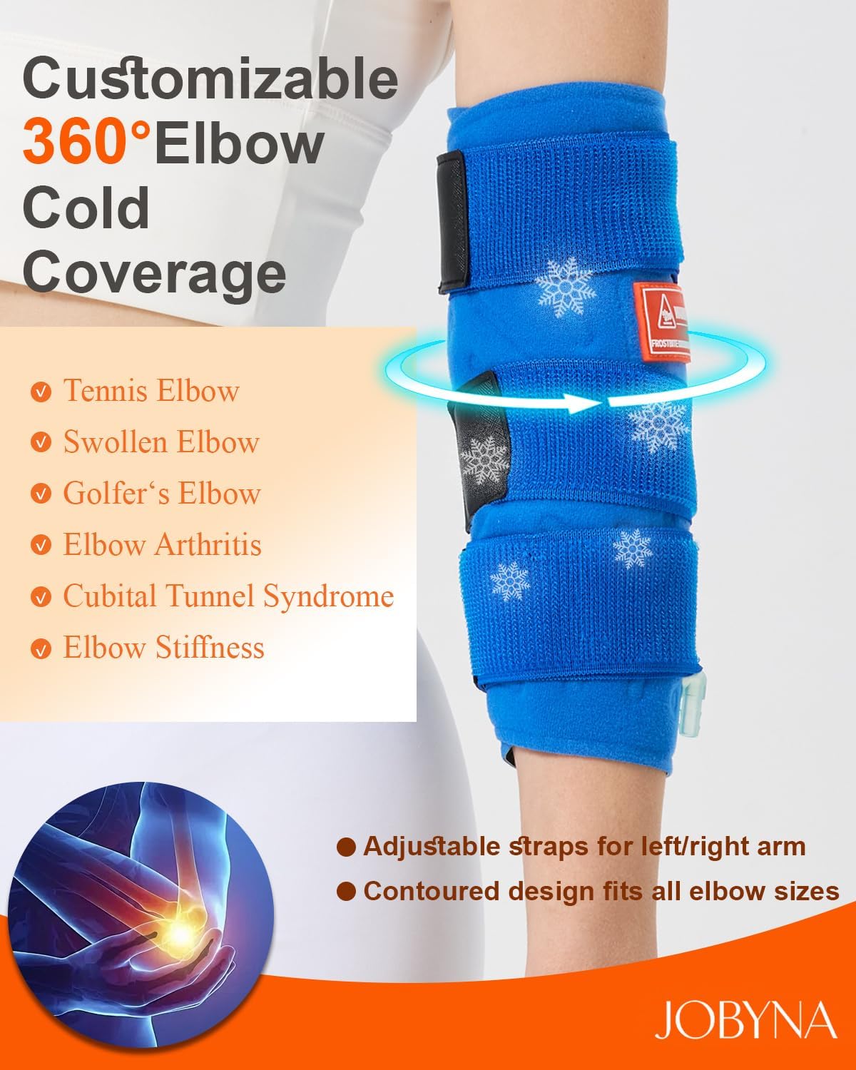Cold Therapy Machine for Elbow, Ice Machine for Tennis Elbow&Post-Surgery Recovery, Cryotherapy Device with Temp Display & 3 Flow Modes, Adjustable Elbow Wrap for Arthritis, Bursitis, Swelling Relief