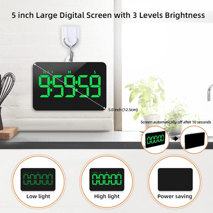 Samshow Rechargeable Digital Kitchen Timer, Ice Blue, 5 Inch