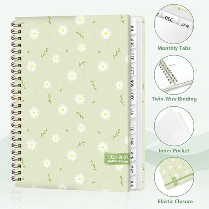 Planner 2026-2027, Weekly and Monthly Calendar Planner, JUL 2026 - JUN 2027 | Academic Year, Daily Agenda Book, A5(6.3'' x 8.5''), Sprial Bound, Inner Pocket, Office School Use