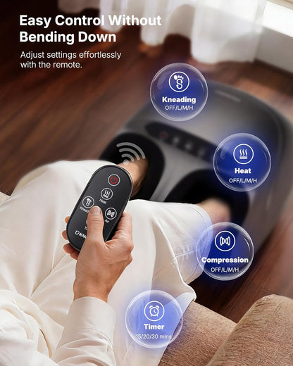 KNQZE Shiatsu Foot Massager with Heat, Compression, Deep Kneading Foot Massage for Plantar Fasciitis Relief, Remote Control, Multi Massage Modes, Auto Shut-Off Timer, FSA Eligible, Gifts for Women Men