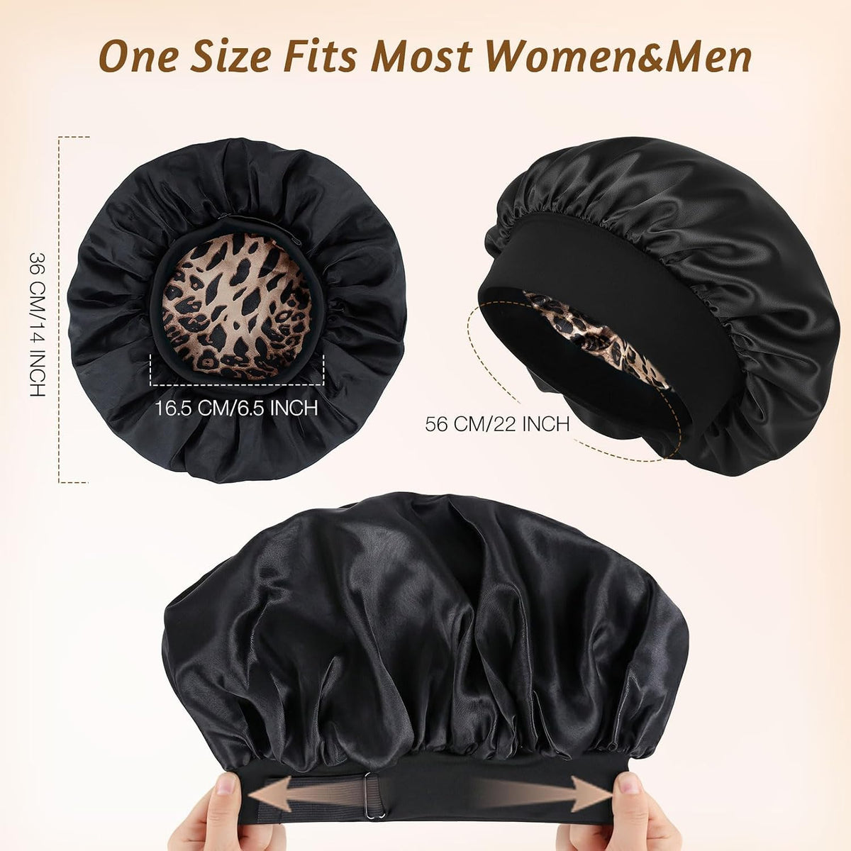 Silk Bonnet for Sleeping Double Layer Satin Bonnet Adjustable Bonnets for Black Women Sleep Cap Reversible Hair Bonnet for Curly Hair (Black and Purple)