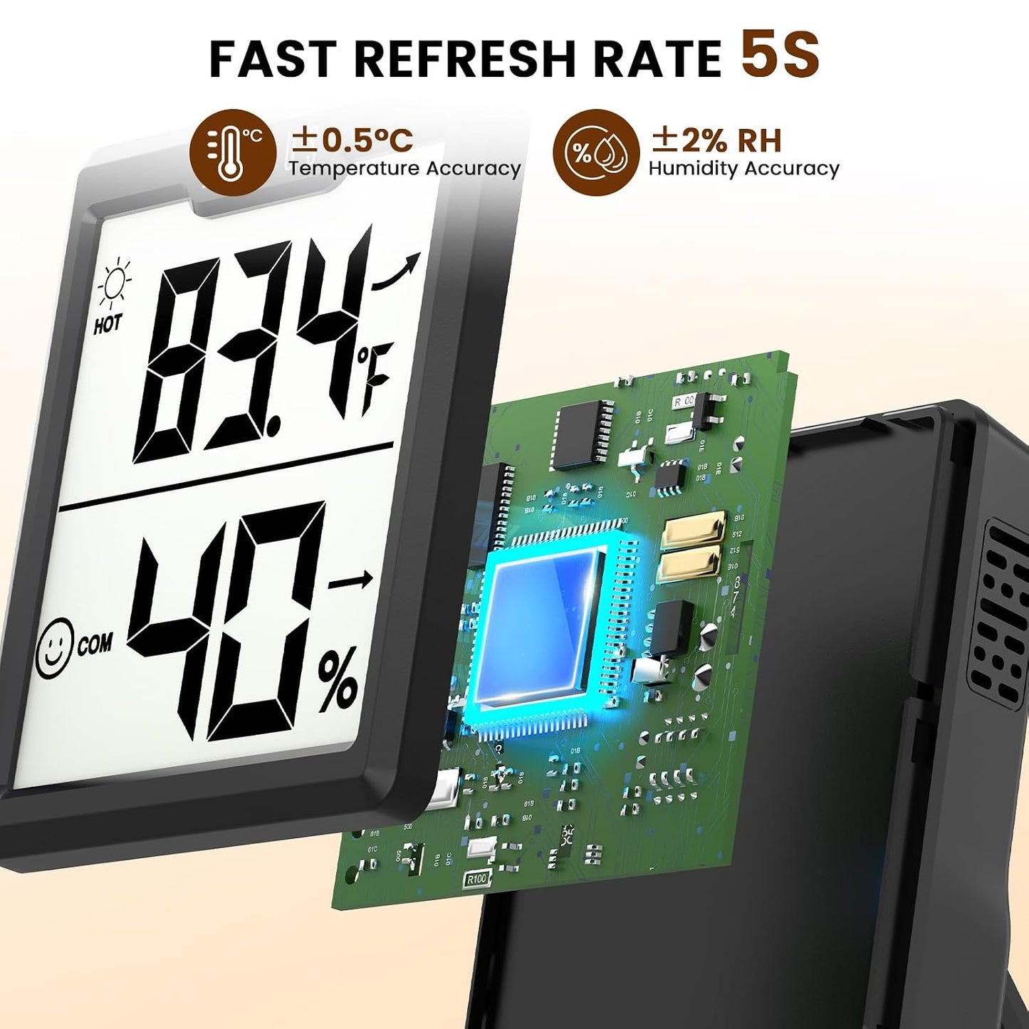 DOQAUS 3 Pieces Digital Hygrometer Indoor Thermometer Humidity Meter with Accurate Temperature and Humidity Monitor for House, Baby Room, Greenhouse, Incubator - Battery Included
