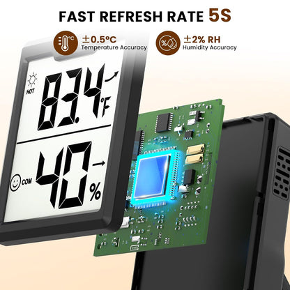 DOQAUS 3 Pieces Digital Hygrometer Indoor Thermometer Humidity Meter with Accurate Temperature and Humidity Monitor for House, Baby Room, Greenhouse, Incubator - Battery Included