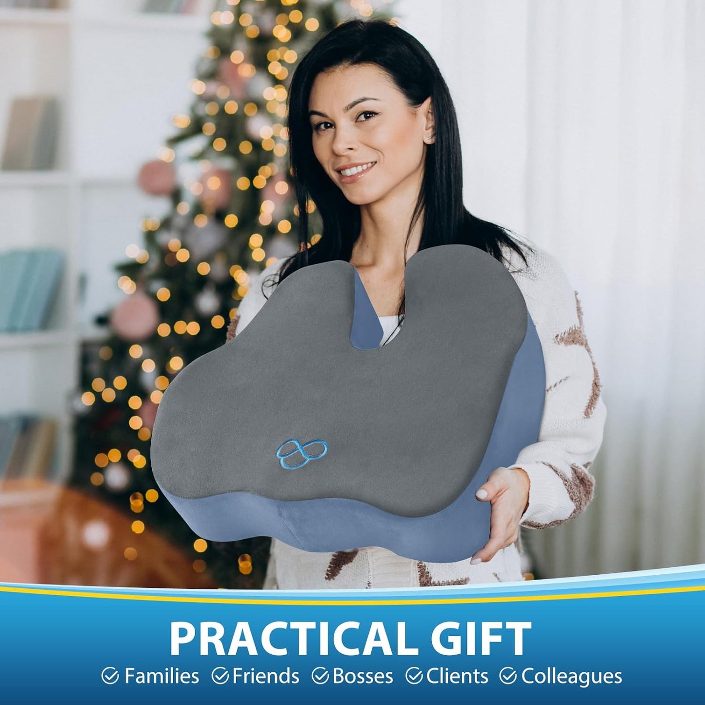 BlissTrends Seat Cushion with Velvet Cover, Thick Memory Foam Cushions for Office Chair, Car Seat, Airplane, Relieving Pressure Tailbone Sciatica Back Pain for Long Sitting, Car Drivers 4.7in Black
