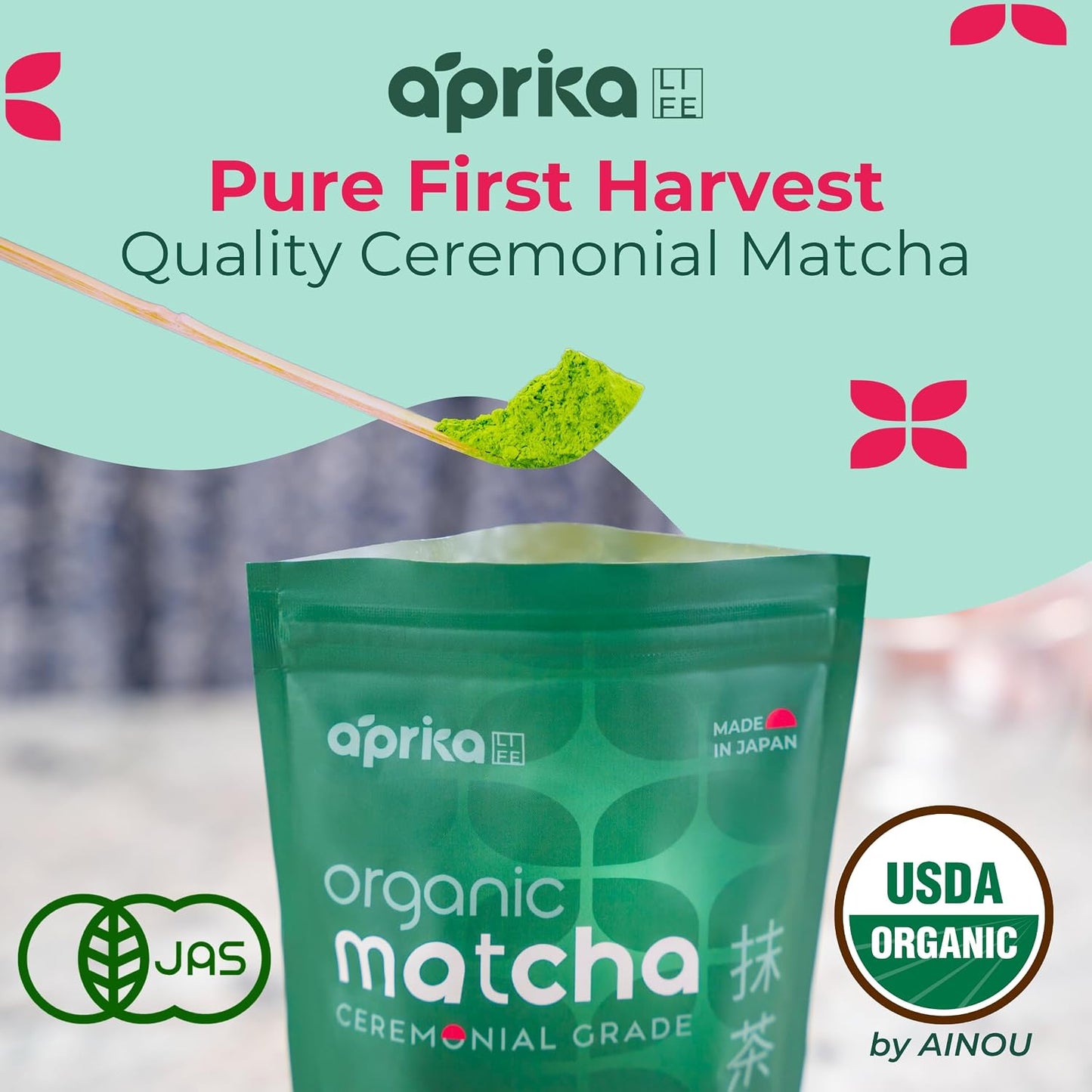 AprikaLife Matcha Latte Powder, Premium Barista Crafted Mix with Natural Vanilla Flavor - Authentically Japanese - 1st Harvest Ceremonial Grade, Sweet Matcha Powder Used by Coffee Shops 6.8 oz / 180g