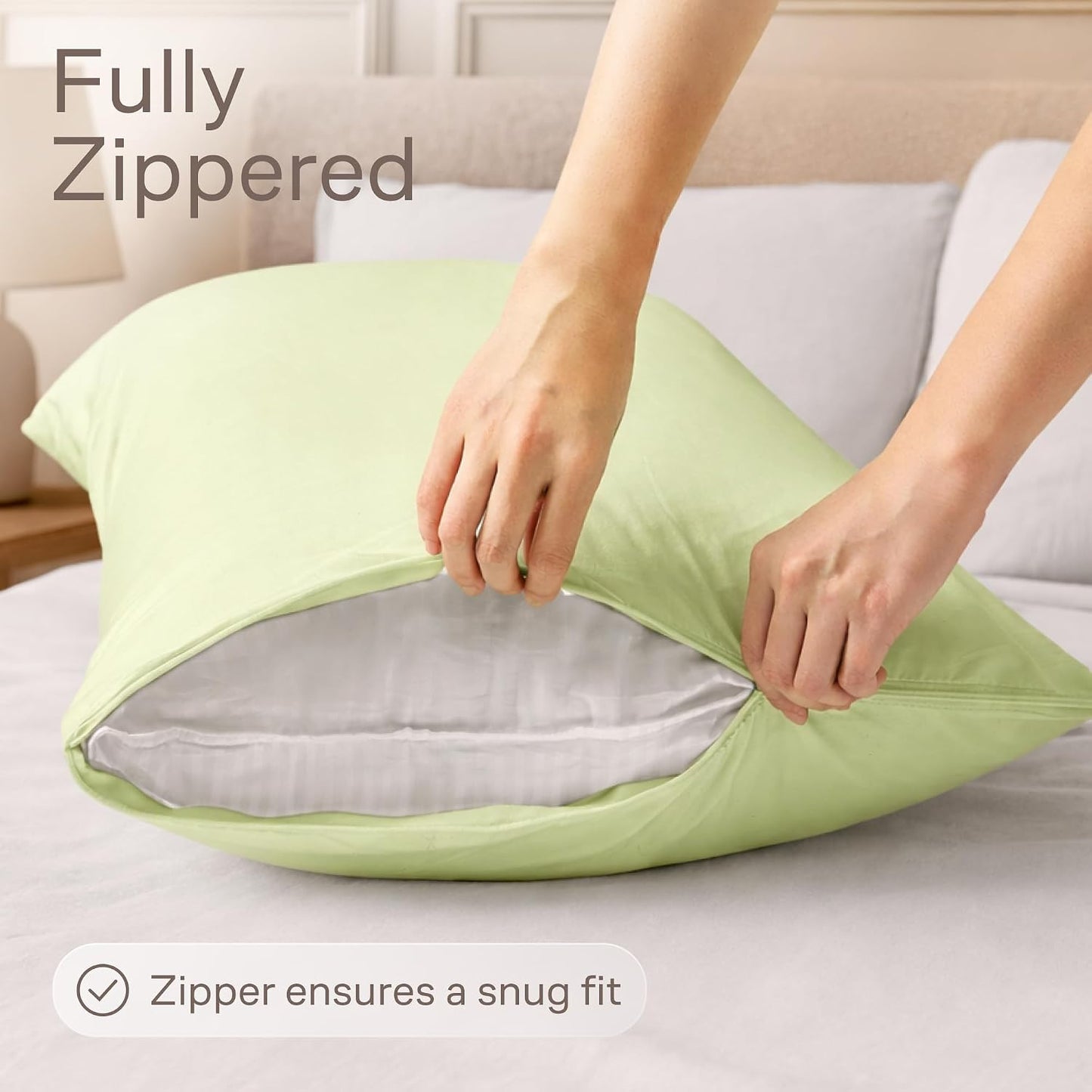 Ultra Soft Pillow Protectors with Zipper Standard Size - Set of 8 Breathable Pillow Covers - 100% Protection Against Stains, Dust & Dirt - Machine Washable (White)