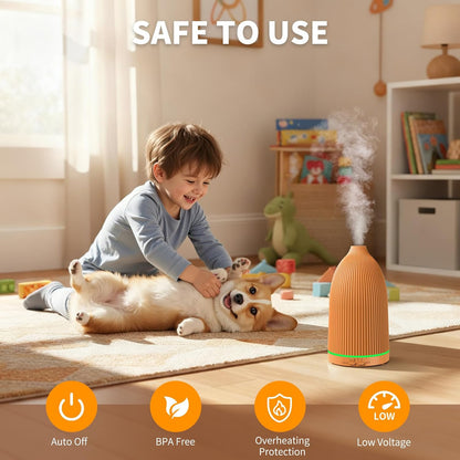 URPOWER 150ML Essential Oil Diffusers for Home, Ultrasonic Aromatherapy Diffuser with 7 Color Changing Lights, Timer & Auto Shut-Off, Scent Diffuser for Bedroom, Office, Yoga
