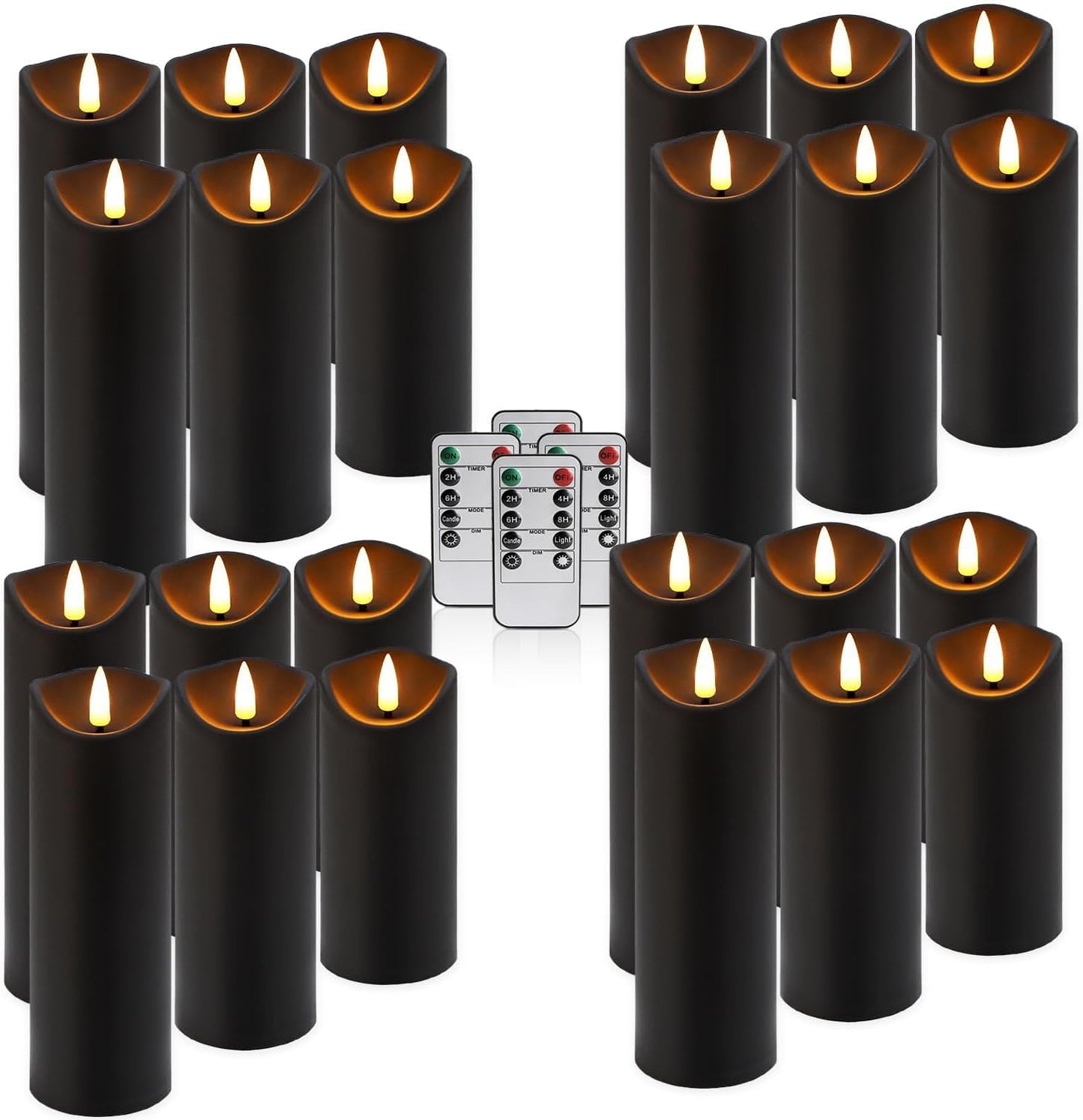 24 Pcs LED Flameless Candles with Remote, 3D Flickering Flame & LED String Lights, Acrylic Clear Cylinder, Timer Function, Romantic Ambience for Home Decor, Party, Wedding (Ivory).