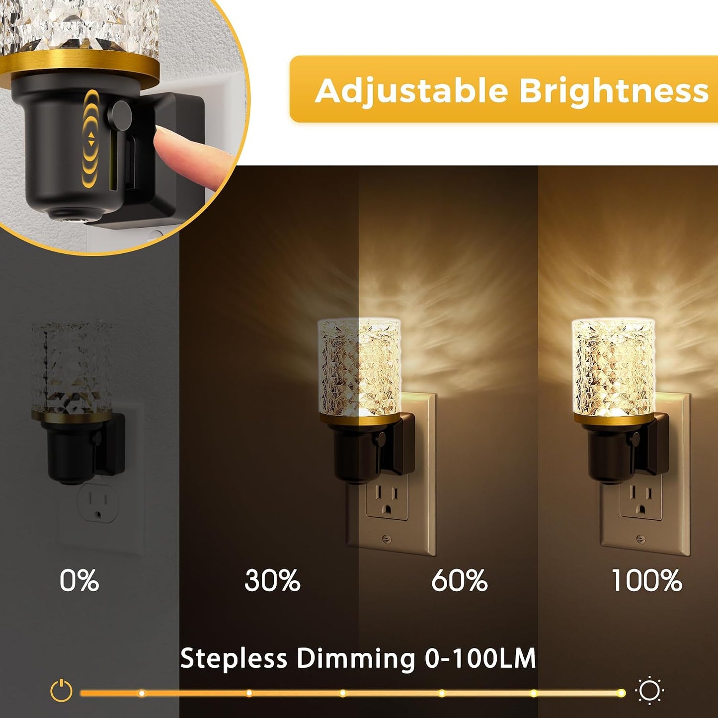 L LOHAS LED Night Light, Dimmable Night Lights Plug into Wall, Automatic Night Lights Plug in with Auto Light Sensor,Adjustable Brightness Amber LED Night Light, for Bedroom Hallway Home Decor