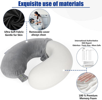 SAIREIDER Neck Pillows for Travel-Head Neck Support Travel Pillow for Traveling, Car, Home, Office Adjustable(Navy Blue)
