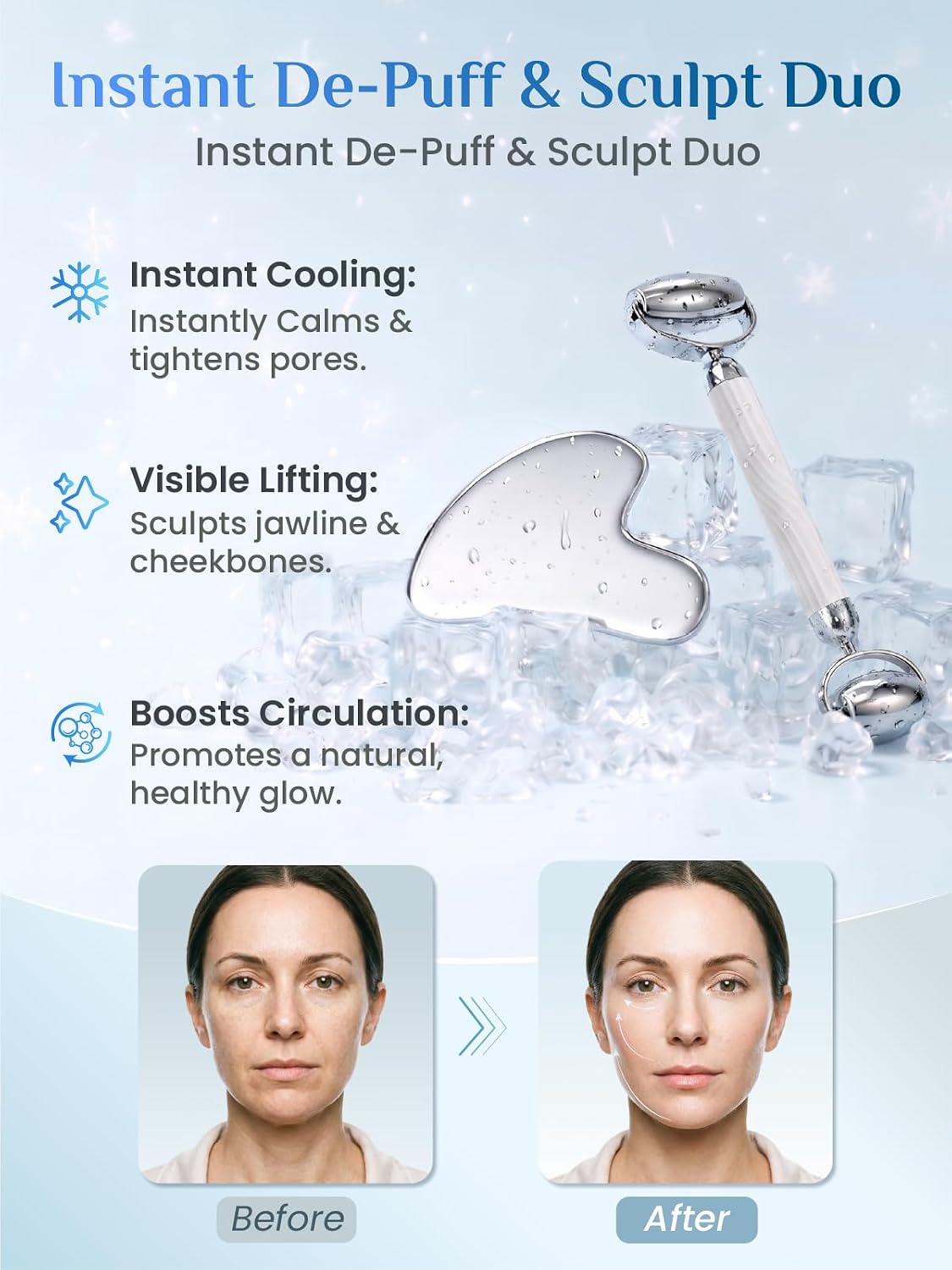 Rena Chris Gua Sha and Face Roller Set: Anti-Breakage Jade Roller for Long-Lasting Use, Jawline Sculpting and Puffiness Reducing, Gua Sha Facial Tools for Self Care Gift (Green)