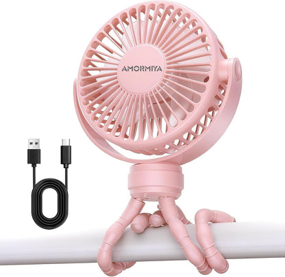 Portable Mini Stroller Fan for Car Desk Treadmill Golf Cart Blue