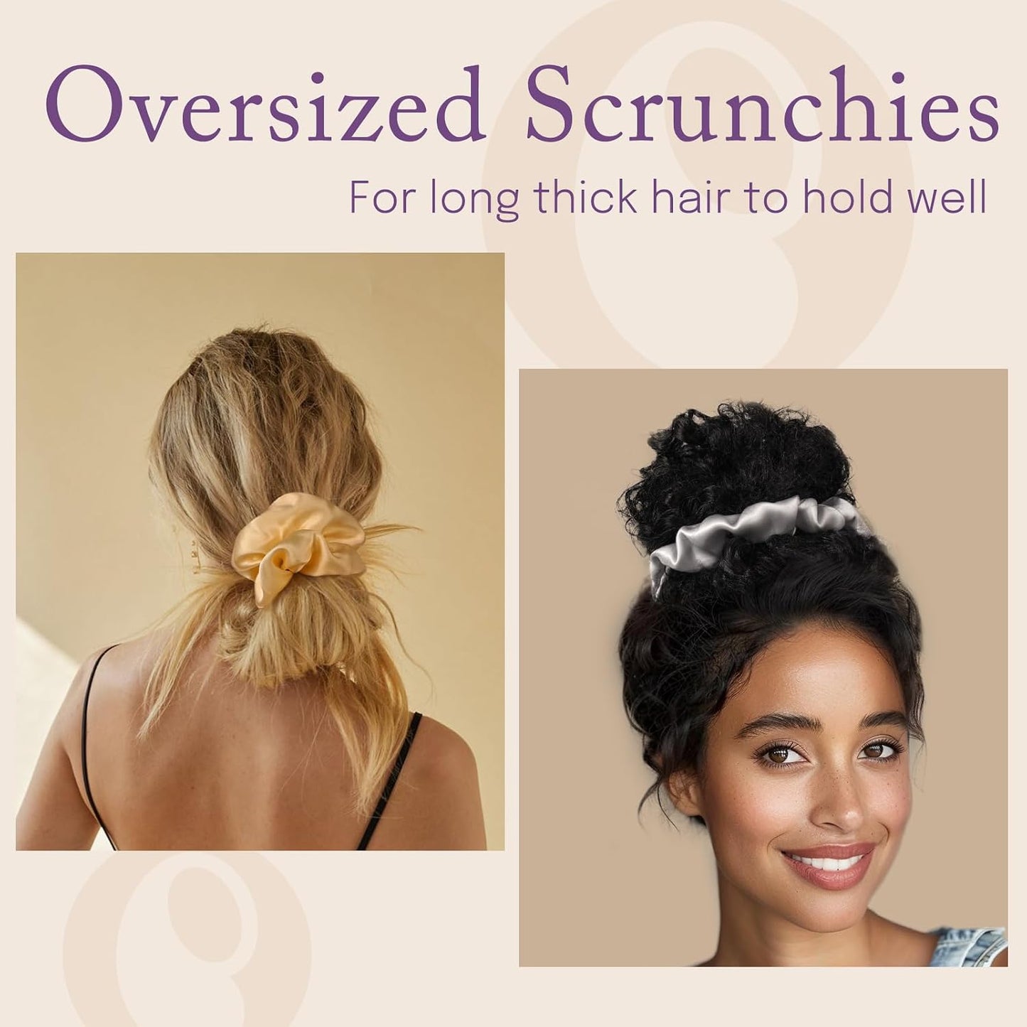 OLESILK Silk Scrunchies Oversized 100% Mulberry: Large for Women& Girls Long Thick Hair, Soft Smooth for No Damage Hair Care Sleeping