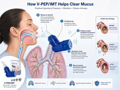 Bigbreathe V-PEP/IMT | 3-in-1 Respiratory Exercise Device – Lung Expansion, Mucus Relief, Breathing Rehabilitation, Portable with Accessories, Easy to Clean, for COPD & Asthma Relief