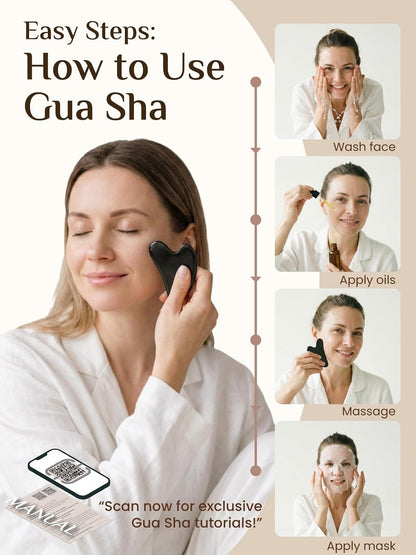 Rena Chris Gua Sha Facial Tools, Stainless Steel Guasha Tool for Acupuncture, Manual Massage Tool for Jawline Sculpting and Puffiness Reducing, Gua Sha Facial Massage Tool, Skin-Care Gift (Silver)