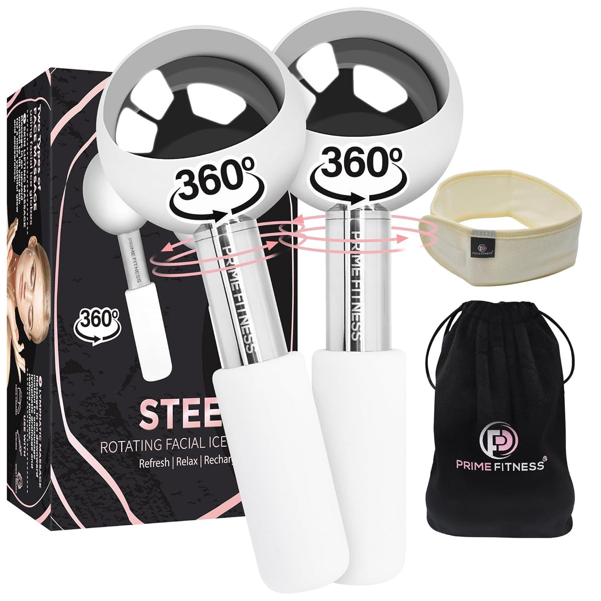 Ice Globes for Facials | Unbreakable Steel Cooling Roller | Cryo Sticks for Face | Massager for Face Neck & Eyes | Skin Care for Dark Circles, Puffiness, Wrinkles, Collagen Production (White)