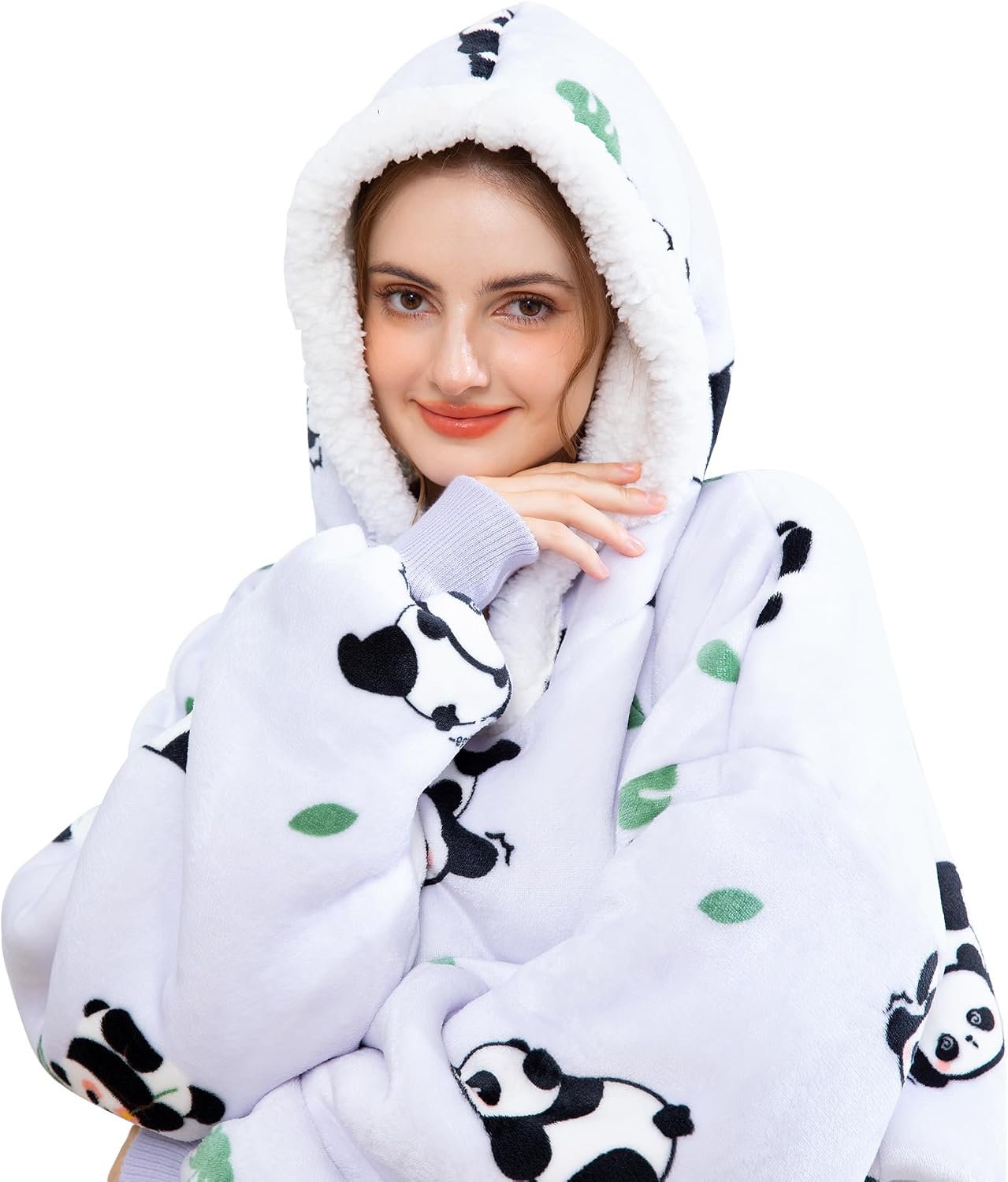Kipswiza Wearable Blanket Hoodie Gifts for Women and Men, Oversized Cozy Warm Flannel Sherpa Hooded Blankets Sweatshirt with Giant Pockets for Adult and Teens, Dark Gray