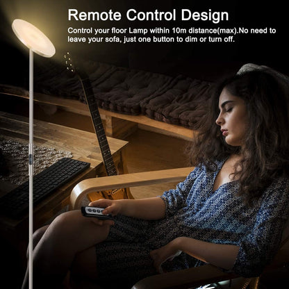 JOOFO LED Torchiere Floor Lamp with Remote, Stepless Dimmable Black