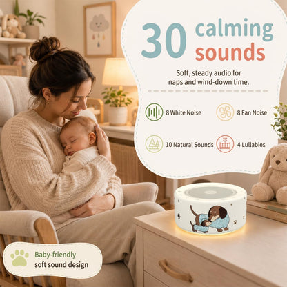 Kipcush White Noise Machine for Baby & Adults, 30 Soothing Sounds, Soft Non-Glare Nursery Lamp, 8 Color Night Lights, Memory Function (Angel V1 White, Standard)