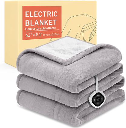 HOMLYNS LuxeHeat Heated Blanket Electric Blanket, Soft Flannel Sherpa Heated Throw, Heating Blanket with 5 Heat Settings, 3 hrs Timer Auto Shut Off (50x60 inches, Purple), Only for 120V Voltage Use