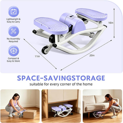 Rock Stepper with Digital Monitor, Low-Impact Compact Rock Stepper Side to Side with Resistance Bands, 360 LBS Weight Capacity, Portable Stair Stepper for Home, Apartment, Dormitory, Office