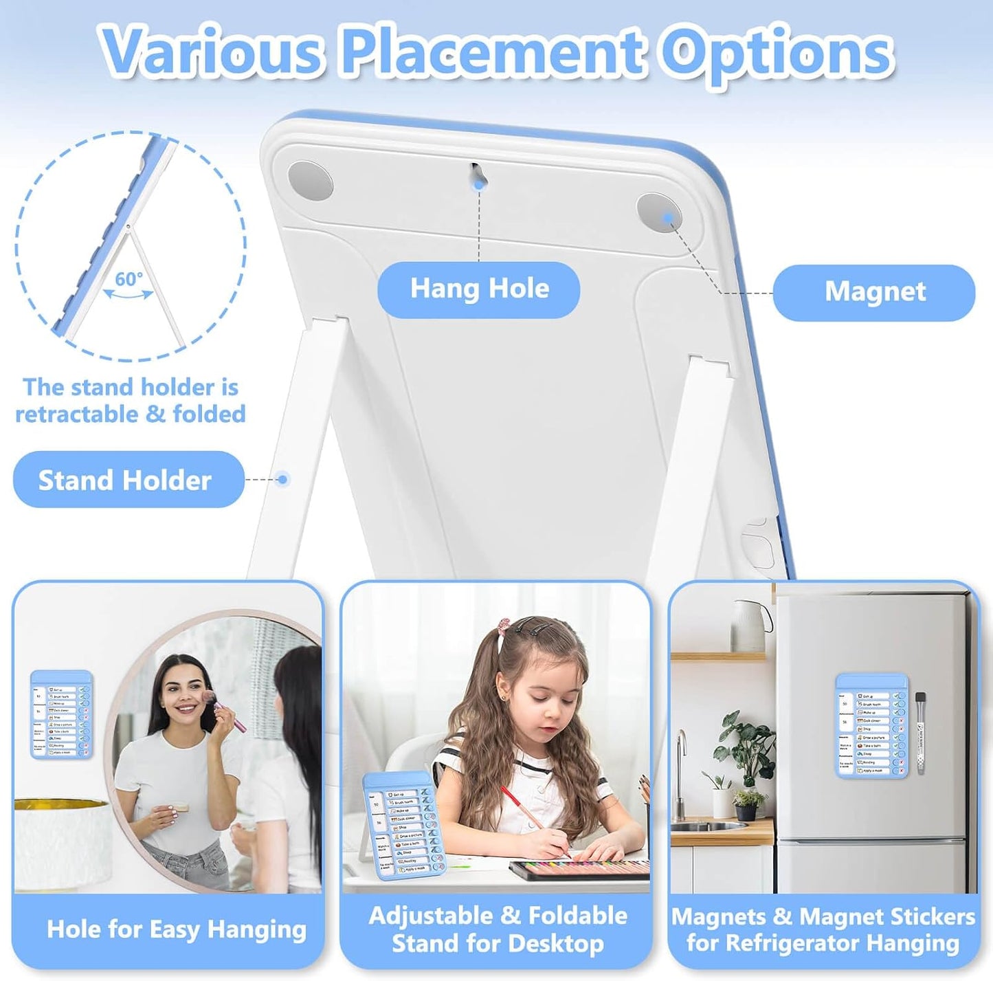 Audab Dry Erase Chore Chart for Kids, Magnetic Whiteboard Checklist Board, Chore Checklist Slider to Do List Board, Daily Routine Chart Schedule Board Task Tracker for Home Refrigerator, Wall, Desk