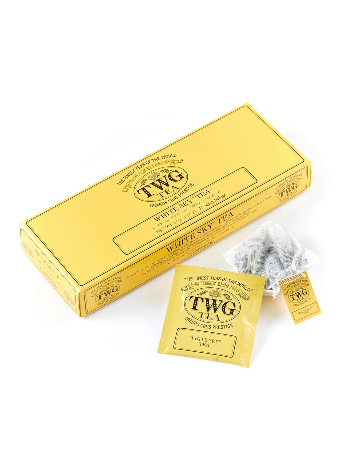 TWG Tea | White Sky Tea | White Tea | Ylang Ylang Flowers | 15 Hand Sewn Cotton Teabags | GiftSet